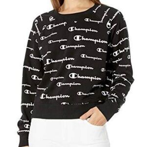 Champion Black and White Logo Crewneck Sweater